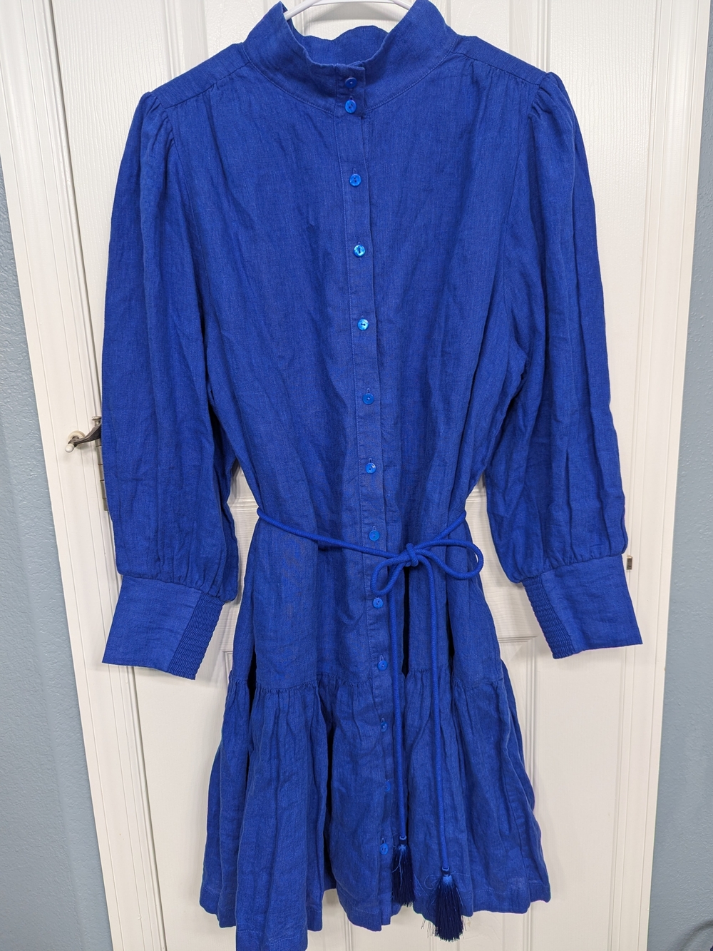 NWT Lilly Pulitzer Royal Blue Button-Front Tie-Waist Dress